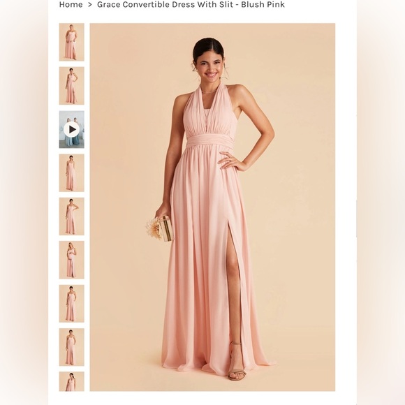 Birdy Grey Grace Convertible Dress With Slit Chiffon Blush Pink Size XS NWOT - Picture 1 of 8